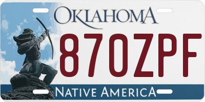 OK license plate 870ZPF