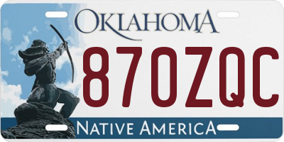 OK license plate 870ZQC