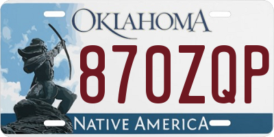 OK license plate 870ZQP