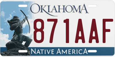 OK license plate 871AAF