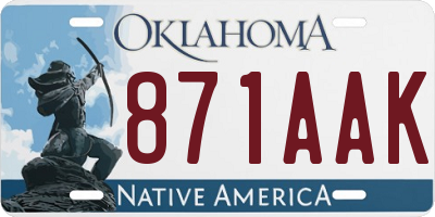 OK license plate 871AAK