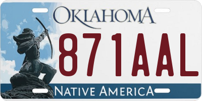 OK license plate 871AAL