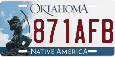 OK license plate 871AFB