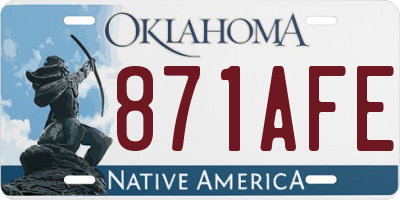 OK license plate 871AFE