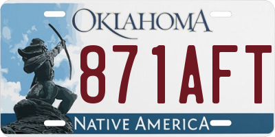 OK license plate 871AFT