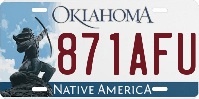 OK license plate 871AFU