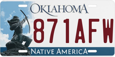 OK license plate 871AFW