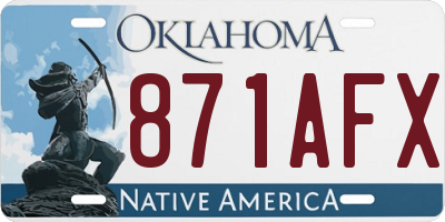 OK license plate 871AFX