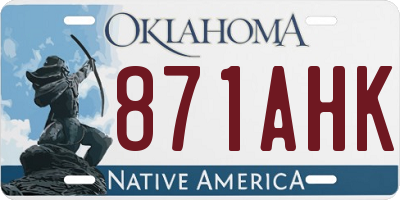 OK license plate 871AHK