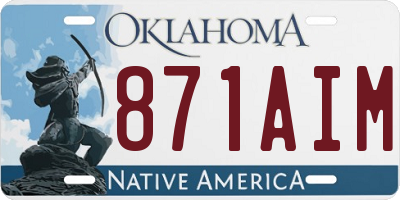 OK license plate 871AIM