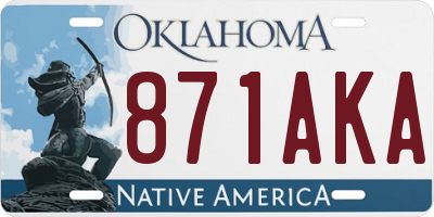 OK license plate 871AKA