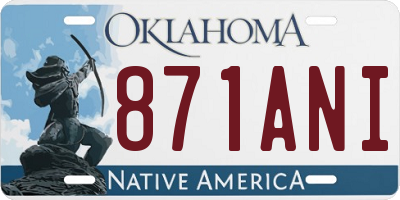 OK license plate 871ANI