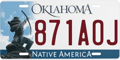 OK license plate 871AOJ