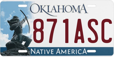 OK license plate 871ASC