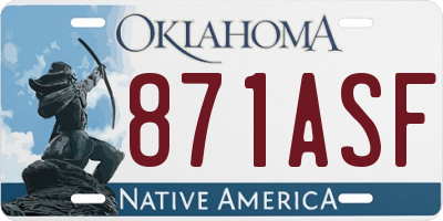 OK license plate 871ASF