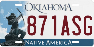 OK license plate 871ASG