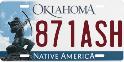 OK license plate 871ASH