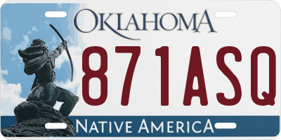 OK license plate 871ASQ