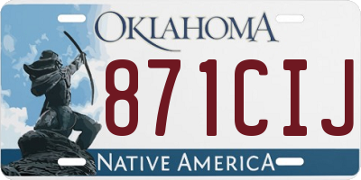 OK license plate 871CIJ