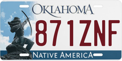 OK license plate 871ZNF