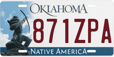 OK license plate 871ZPA