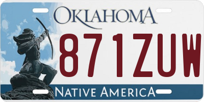 OK license plate 871ZUW