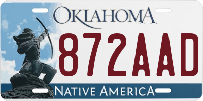 OK license plate 872AAD