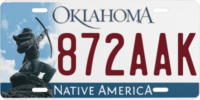 OK license plate 872AAK