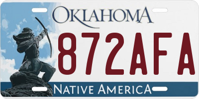 OK license plate 872AFA