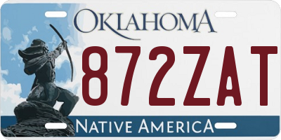 OK license plate 872ZAT