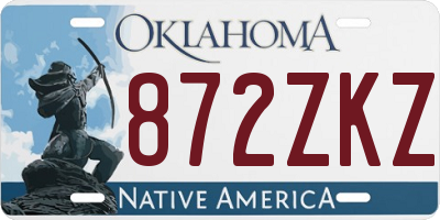 OK license plate 872ZKZ