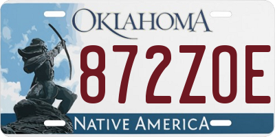 OK license plate 872ZOE