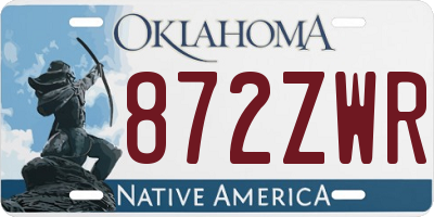 OK license plate 872ZWR