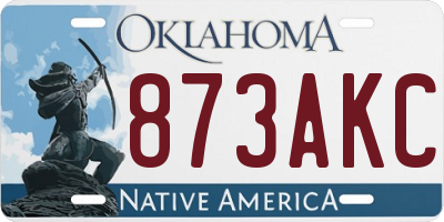 OK license plate 873AKC