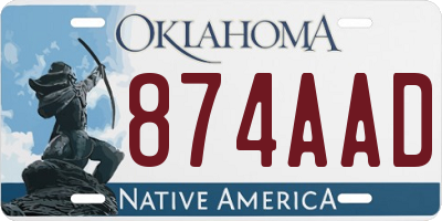 OK license plate 874AAD