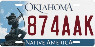 OK license plate 874AAK