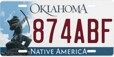 OK license plate 874ABF