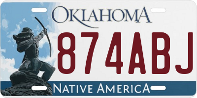 OK license plate 874ABJ