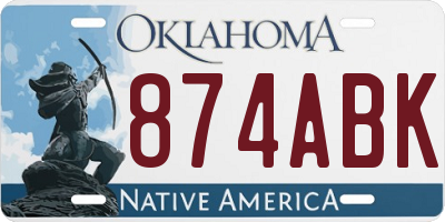OK license plate 874ABK