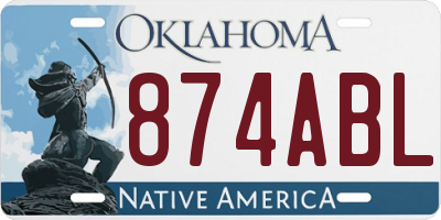 OK license plate 874ABL