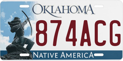 OK license plate 874ACG