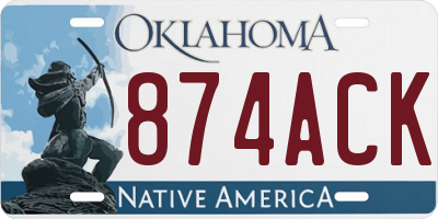 OK license plate 874ACK