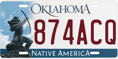 OK license plate 874ACQ