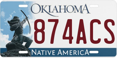 OK license plate 874ACS