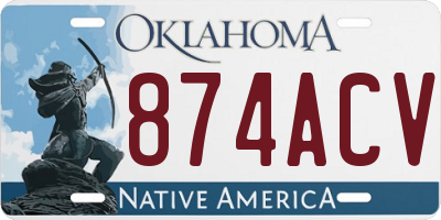 OK license plate 874ACV