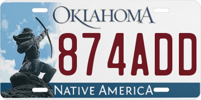 OK license plate 874ADD