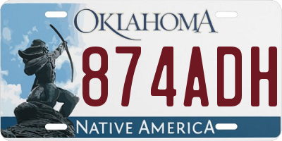 OK license plate 874ADH