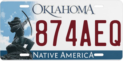 OK license plate 874AEQ