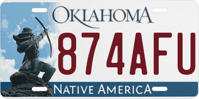 OK license plate 874AFU
