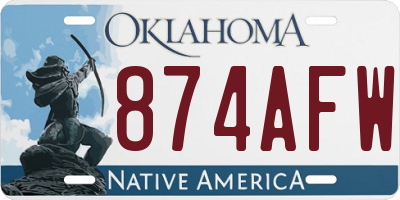 OK license plate 874AFW